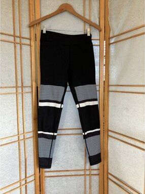 Lilybod Black Full Length Leggings Small, Blue & White Stripes, Yoga/ Gym Active